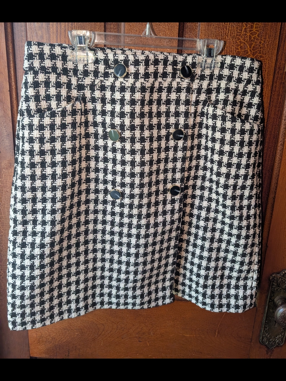 Houndstooth Tweed A-Line Skirt 6 Euc Talbots Women's